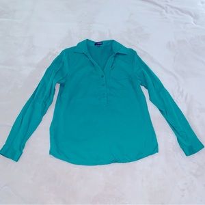 Green Partial Button Down Top